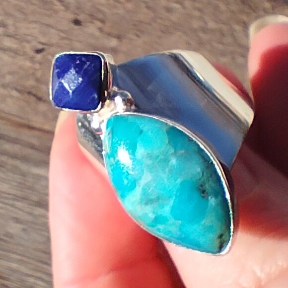 Jay King DTR mine finds turquoise Lapis ring size 9 sterling Silver 925 - Picture 6 of 9